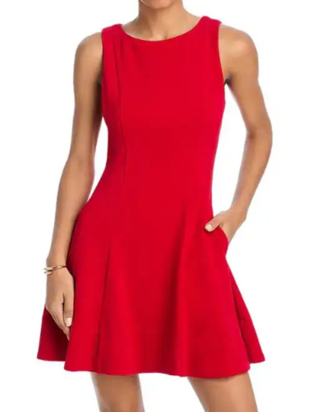 AQUA Crepe Boatneck Mini Dress